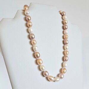 Pearl Bliss: Harmony in White, Pink & Purple Pearls Necklace with CZ Clasp